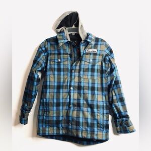 Burton dry ride snowboarders plaid flannel jacket size boys M. D35